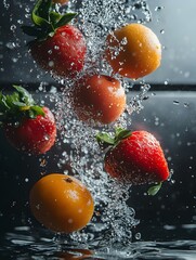 The moment fruits fall into water