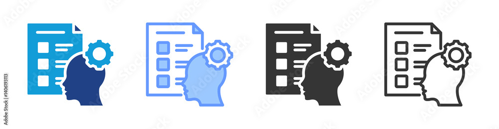 Poster psychometric test icon set multiple style collection