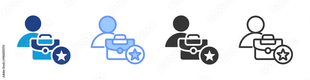 Poster job tittle icon set multiple style collection