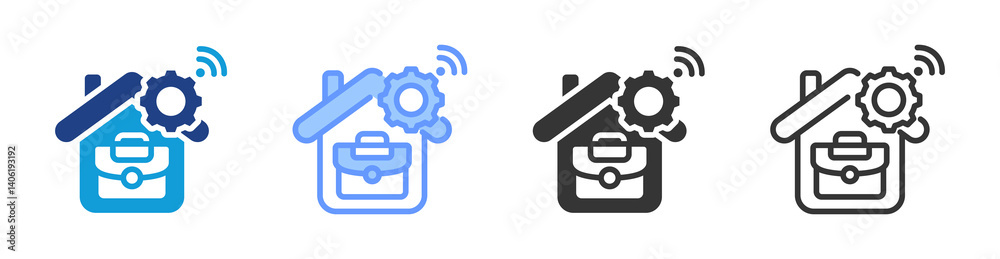 Poster Remote Work icon set multiple style collection