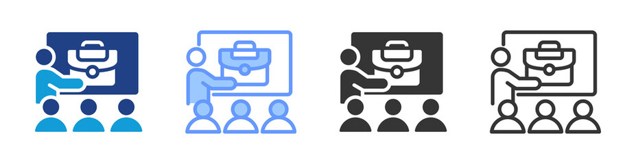 Job Training icon set multiple style collection
