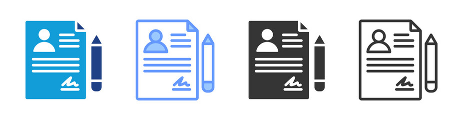Employment Contract icon set multiple style collection