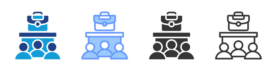 Job Fair icon set multiple style collection