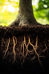 Tree root texture under sunlight