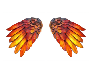 Beautiful magic watercolor angel wing on transparent background, Generative AI.