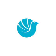 bird logo with flat design style blue color vector