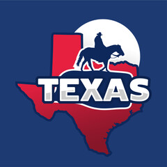 texas the lone star state with silhouette of a cowboy