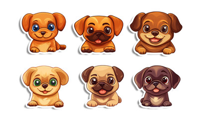 Emoji Cartoon Dog Emoticon Sticker on transparent background, Generative AI.