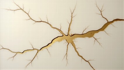 Fototapeta premium The image showcases a delicate golden pattern resembling tree branches, set against a clean background, creating an elegant and artistic design. Generative, AI,