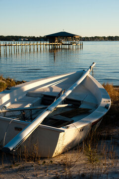 sailboat on the shore of the bay 