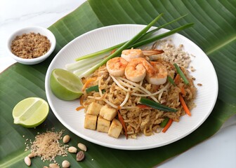 Authentic Shrimp Pad Thai Recipe with Tofu and Lime