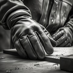 Fototapeta premium Durable Leather Work Gloves for Heavy-Duty Industrial Use