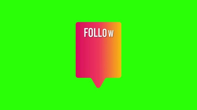 Button Follow us on white, green, and black background