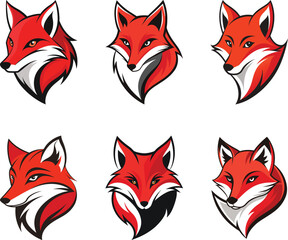 Fox Head Vector Logo Collection &ndash; Stylized Wildlife Mascot Logo and Icons for Branding Design