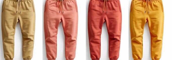 Fitness active lifestyle sweatpants mockup hung angle emphasizing athleisure and movement leaving ample clean space for motivational branding