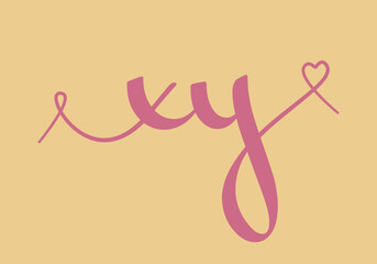 XY initial wedding monogram calligraphy vector illustration. Hand drawn lettering x and y love logo design for valentines day poster, greeting card