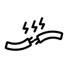 icon broken cable short circuit electricity wire