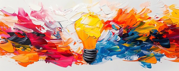 Abstract painting of innovative ideas blossoming, imagination, creation