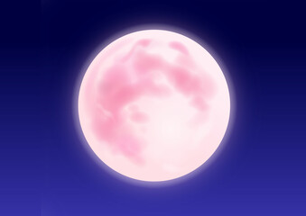 輝くピンクムーンの満月の背景