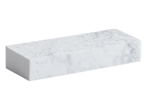 Sleek rectangular block, resembling marble or stone, with a porous texture.  Perfect for minimalist designs, product displays, or architectural visualizations.