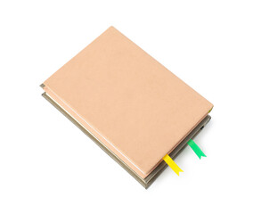 Books with ribbon bookmarks isolated on white