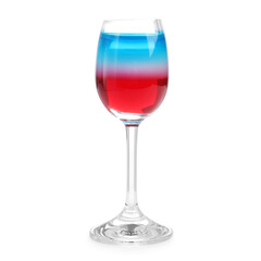 Layered cocktail in colors of American flag isolated on white