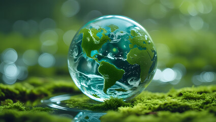 Crystal Globe & Green Nature: Sustainability, Ecology & Environmental Conservation