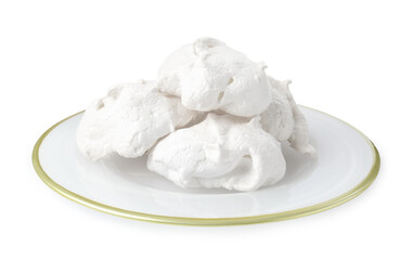 Delicious homemade meringue cookies isolated on white