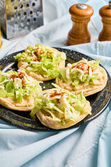 Delicious typical homemade sopes, Mexican food