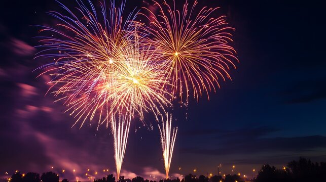 48. A fireworks display lighting up the night sky