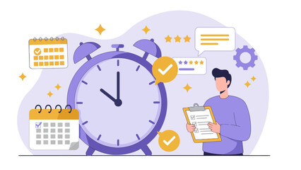 Time management vector illustration: deadline, schedule, and productivity concept