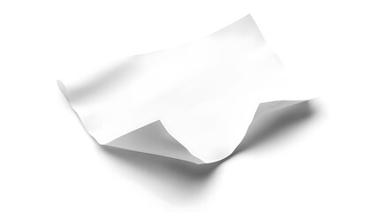 Blank Crumpled Paper Sheet with Shadow on White Surface Texture Detail
