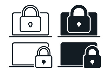 Locked laptop computer icon. Illustration vector