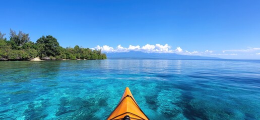 Kayak adventure on tranquil turquoise sea waters tropical destination