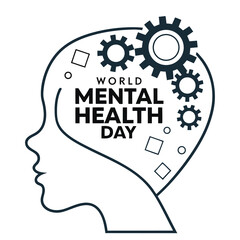World Mental Health Day Illustration With Profile And Gears Concept
