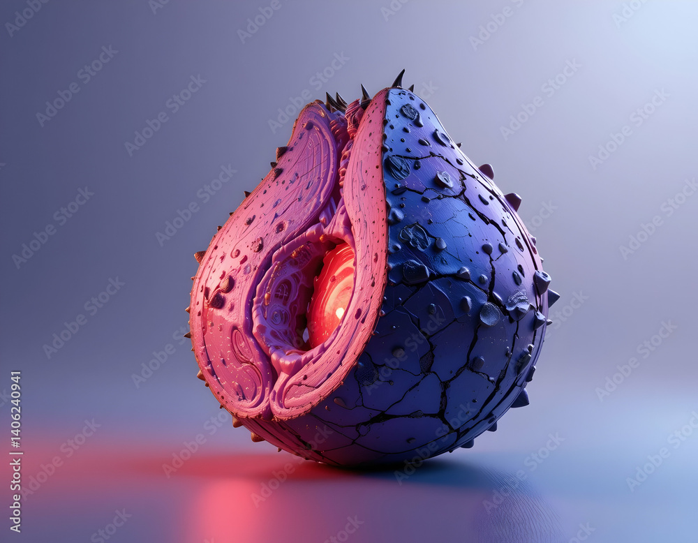 Fototapete abstract biomorphic form with organic structure and textured surface