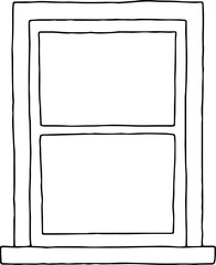 outline of a simple window in a frame with a small sill, hand drawn with curved black outlines