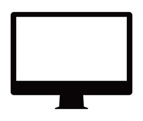 Computer monitor display with empty screen. Device mockup front view. Icon, frame, background. Vector illustration.