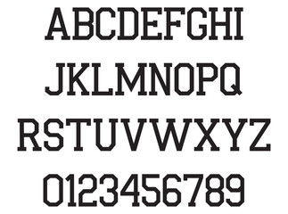 College Font Varsity Alphabet Letters Numbers Sports Football Jersey Logo Graphic Silhouette Shape Clipart Digital Art Illustration