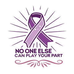 Purple Awareness Ribbon Graphic With Supportive Quote Illustration Design