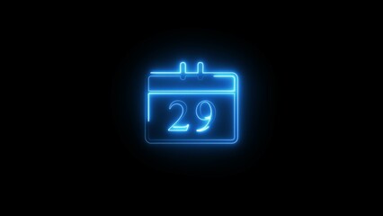 Neon calendar icon illustration.