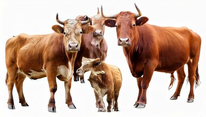  cattle farm animals setwhite background isolated 