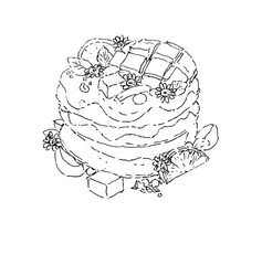 Illustration hand drawing of mango pancake for dessert