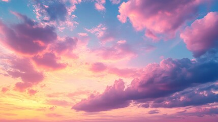 Obraz premium Pink Purple Sunset Sky with Dramatic Clouds