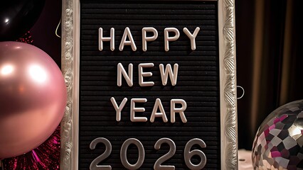 Happy New Year 2026 Celebration Sign 