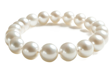 A large pearl necklace with spherical pearls against a clean background in an elegant and classic style