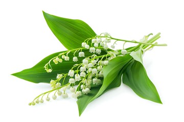 Obraz premium White Lily of the valley Isolated on White Background. Beautiful Lily of the valley Flower