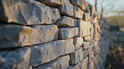 Mason building a stone wall at a residential site. Featuring stone masonry