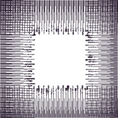 A lattice or frame with symmetrical sharp lines and a noisy edge.