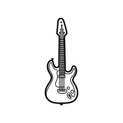Obraz premium Isolated Electric Guitar Outline on Transparent Background Retro Design Style